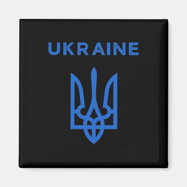 Aimant Drapeau Trident ukrainien de soutien à l'Ukraine C (Devant)