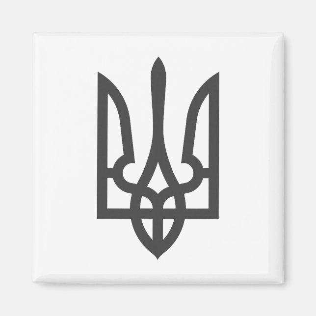 Aimant Drapeau trident ukrainien foncé sur fond noir de s (Devant)