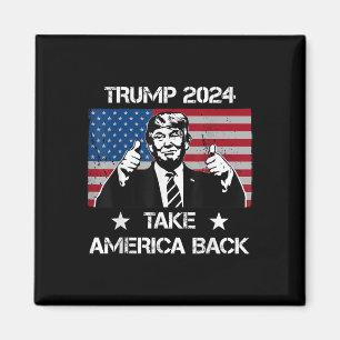 Aimant Drapeau Trump 2024 Reprendre l'Amérique Hommes Fem