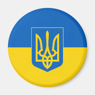 Aimant Drapeau ukrainien avec armoiries