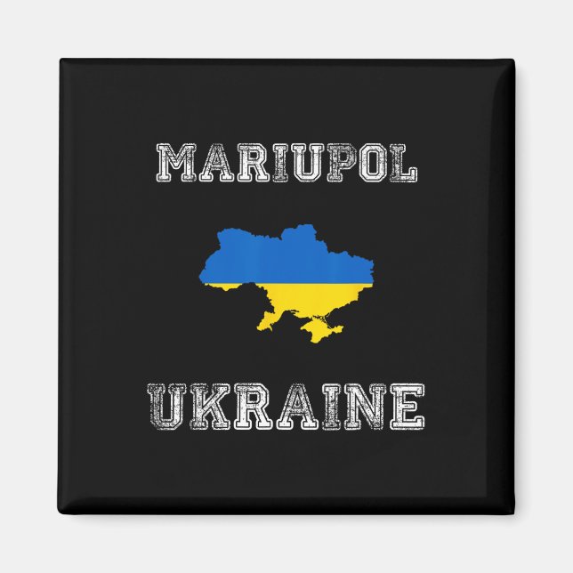 Aimant Drapeau ukrainien en détresse Fierté de Marioupol  (Devant)