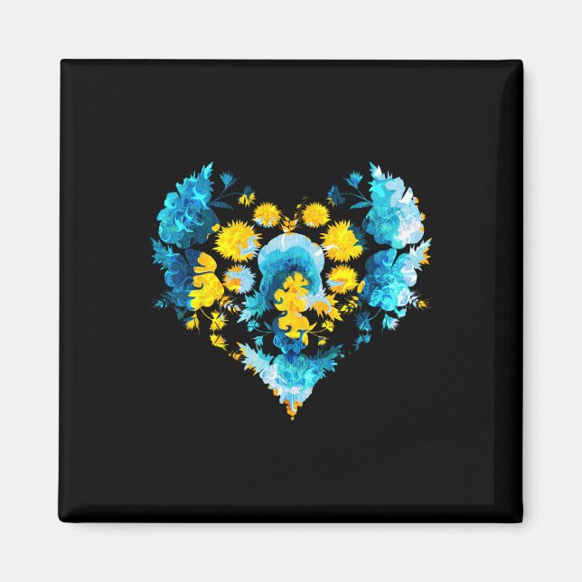 Aimant Drapeau ukrainien Style Fleur ukrainienne mignonne (Devant)