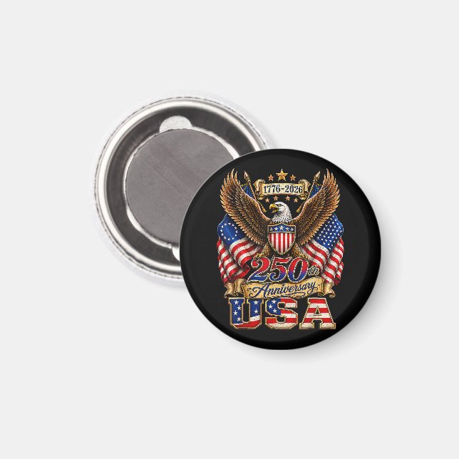 Aimant Drapeau USA 250e anniversaire 250 ans d'Amérique (Recto/Verso)