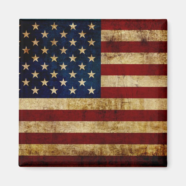 Aimant Drapeau USA / Grunged (Devant)