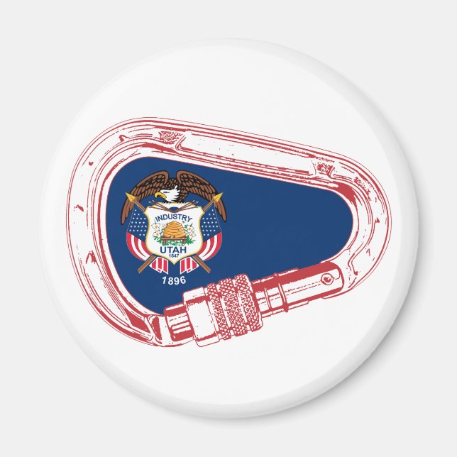 Aimant Drapeau Utah Escalade carabiner (Devant)