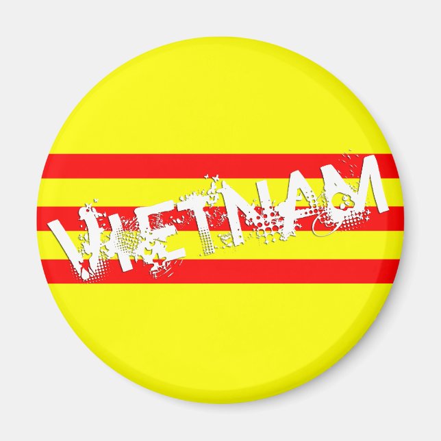 Aimant Drapeau vietnamien (avec nom) (aimant rond) (Devant)