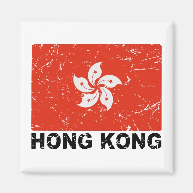 Aimant Drapeau Vintage de Hong Kong (Devant)
