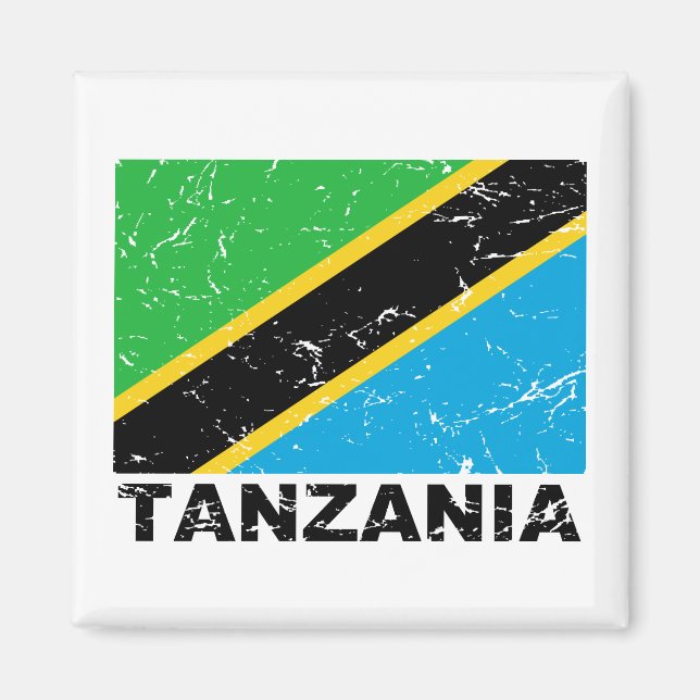 Aimant Drapeau Vintage de Tanzanie (Devant)