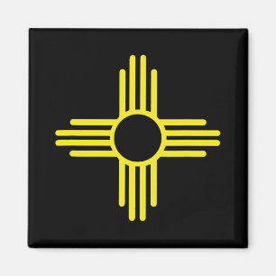 Aimant Drapeau vintage du Nouveau-Mexique Zia Soleil Rétr