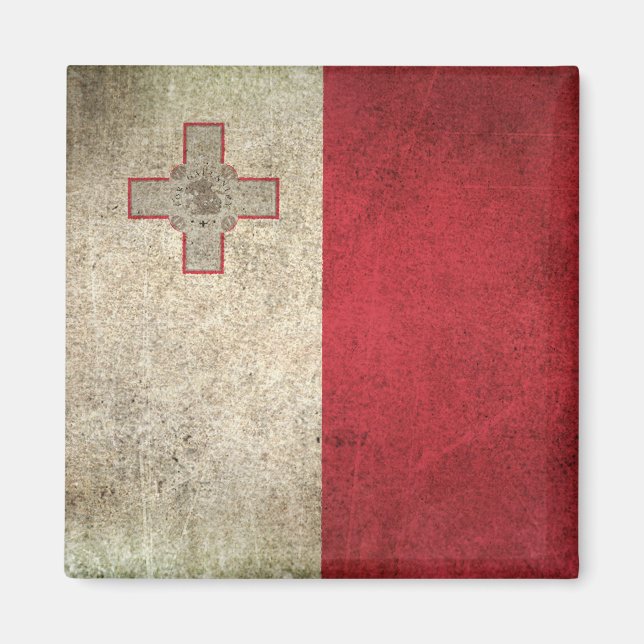 Aimant Drapeau vintage en détresse de Malte (Devant)