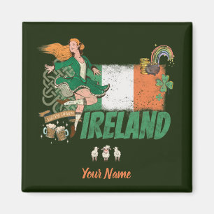 Aimant drapeau vintage irlandais souvenir de la Saint Pat