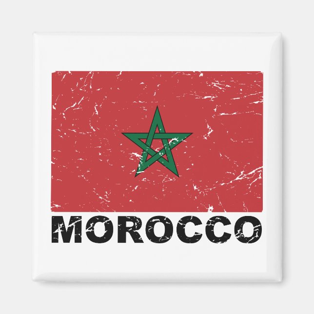 Aimant Drapeau Vintage Maroc (Devant)