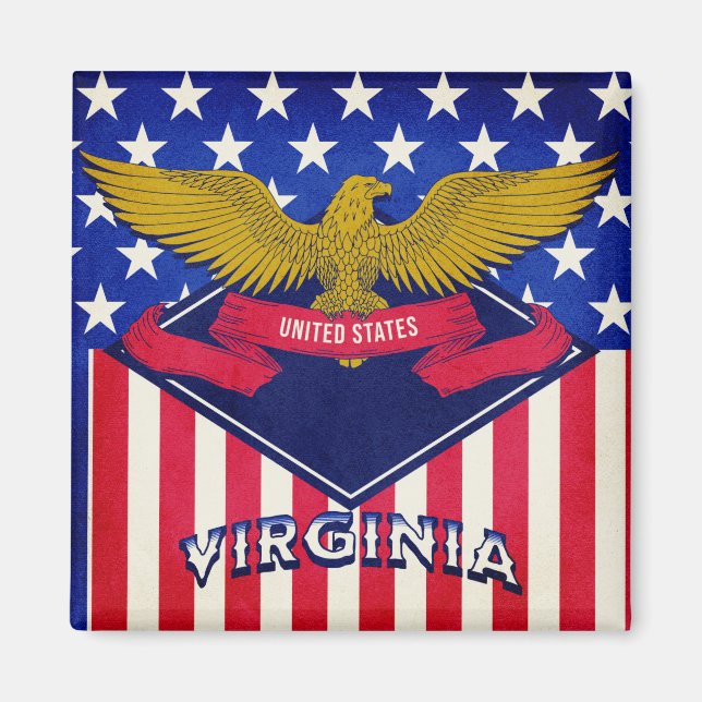 Aimant Drapeau Virginia USA (Devant)