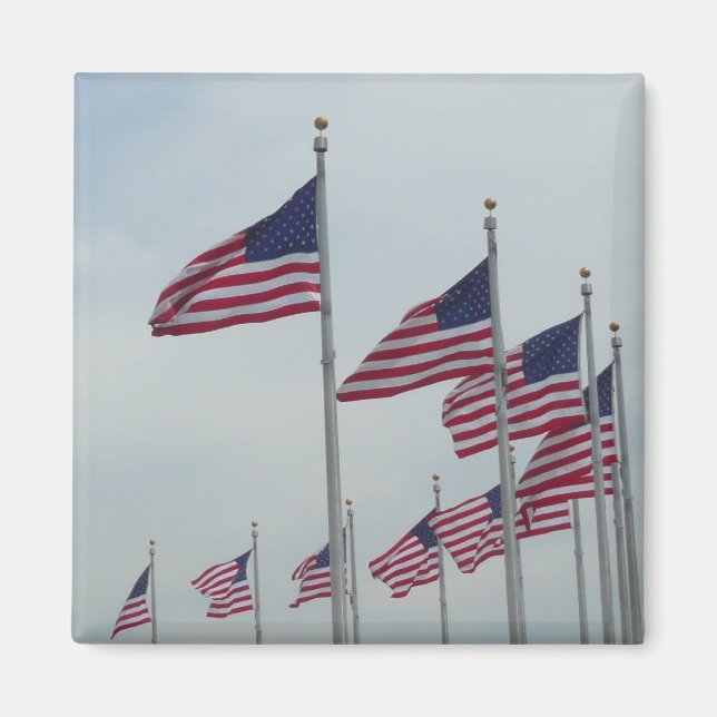 Aimant Drapeaux américains au Monument de Washington (Devant)