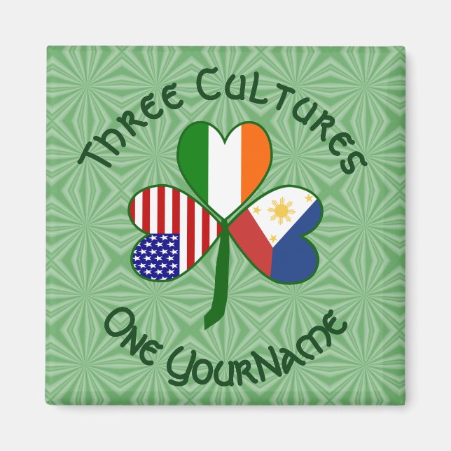 Aimant Drapeaux américains irlandais philippins Shamrock  (Devant)