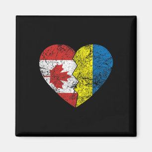 Aimant Drapeaux Canadiens Ukrainiens Cœur Canada Ukraine