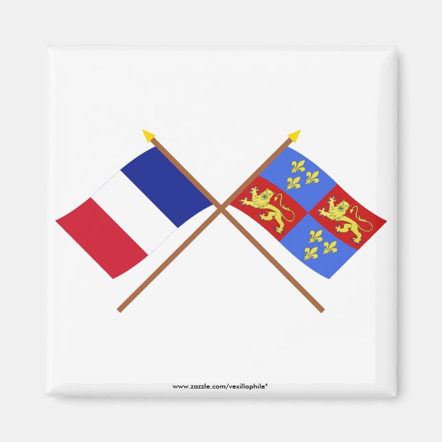 Aimant Drapeaux croisés de France et Landes (Devant)