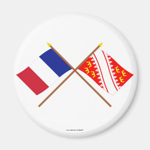 Aimant Drapeaux croisés de la France et d'Alsace
