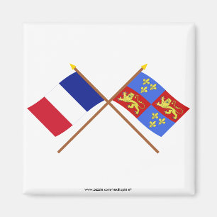 Aimant Drapeaux croisés de la France et des Landes
