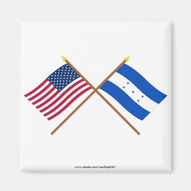 Aimant Drapeaux croisés des États-Unis et du Honduras (Devant)