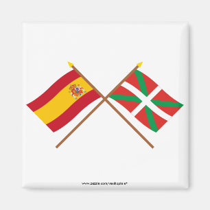 Aimant Drapeaux croisés d'Espagne et de País Vasco (Eus