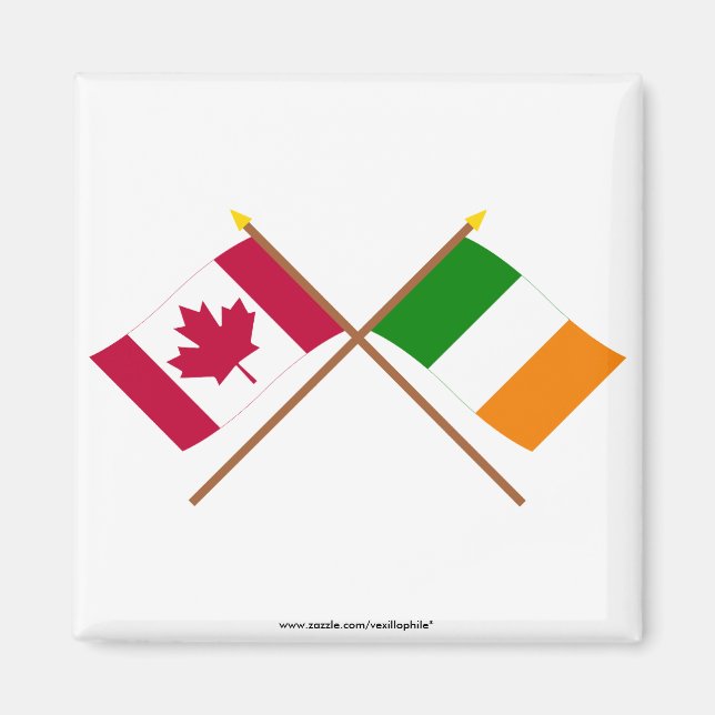 Aimant Drapeaux croisés du Canada et de l'Irlande (Devant)