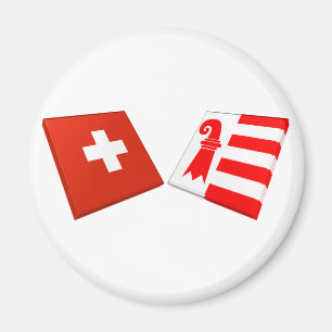 Aimant Drapeaux de la Suisse et du Jura