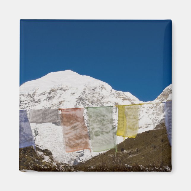 Aimant Drapeaux de prière et mont Jhomolhari, Bhoutan. (Devant)