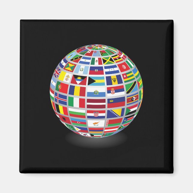 Aimant Drapeaux Des Pays Du Monde International (Devant)