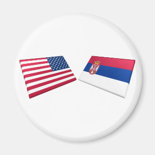 Aimant Drapeaux des USA et de la Serbie