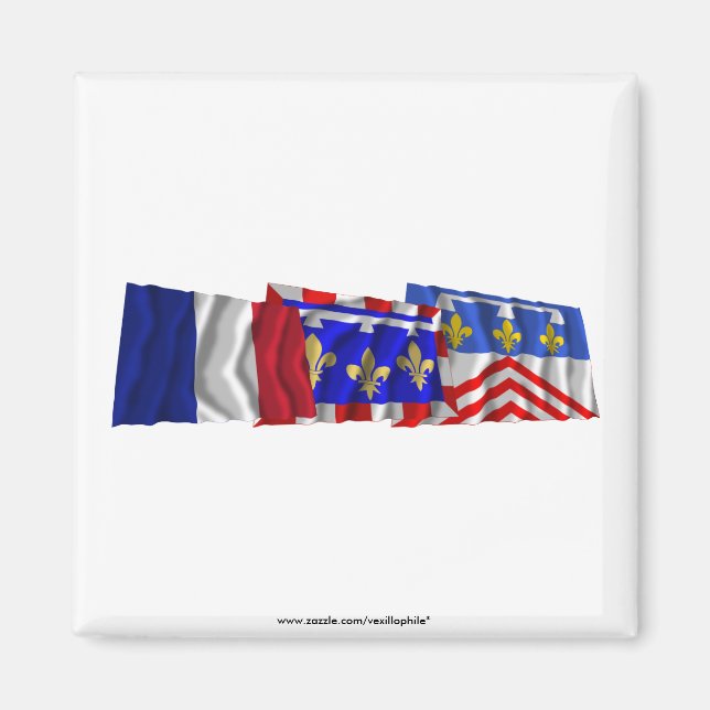 Aimant Drapeaux Eure-et-Loir, Centre et France (Devant)