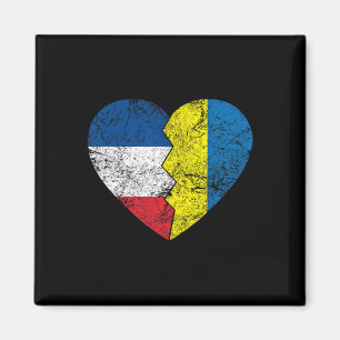 Aimant Drapeaux français ukrainiens Cœur France Ukraine R