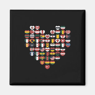 Aimant Drapeaux Internationaux Cœur Amour Voyageur Souven