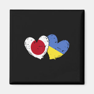 Aimant Drapeaux Japon Ukraine Cœur Japonais Ukrainien Dou