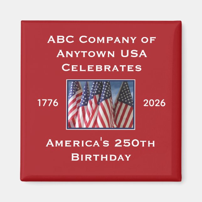 Aimant Drapeaux patriotiques des États-Unis pour le 250e  (Devant)