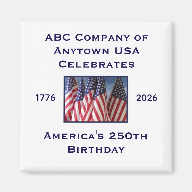 Aimant Drapeaux patriotiques des États-Unis pour le 250e  (Devant)