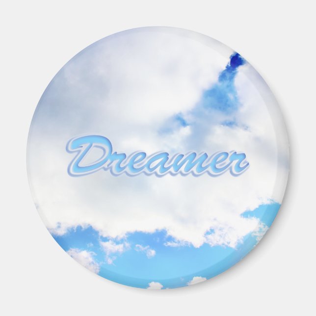 Aimant Dreamer Puffy nuages blancs et ciel bleu (Devant)