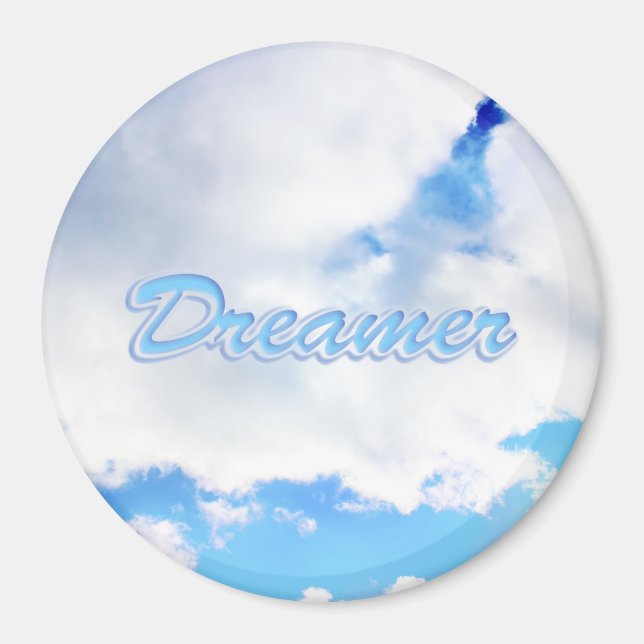 Aimant Dreamer Puffy nuages blancs et ciel bleu (Devant)
