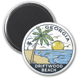 Aimant Driftwood Beach Georgia Vintage