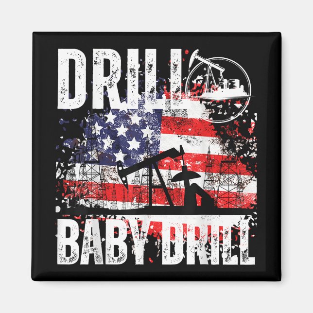 Aimant Drill Bébé Drill Oilfield American Flag Oil Drilli (Devant)
