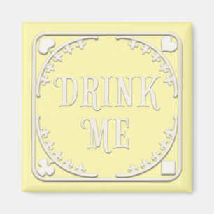 Aimant "Drink Me" Wonderland Tea Party Inviting Yellow