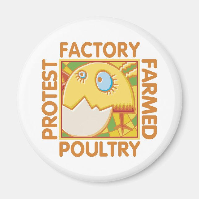 Aimant Droits des animaux de ferme d'usine (Devant)