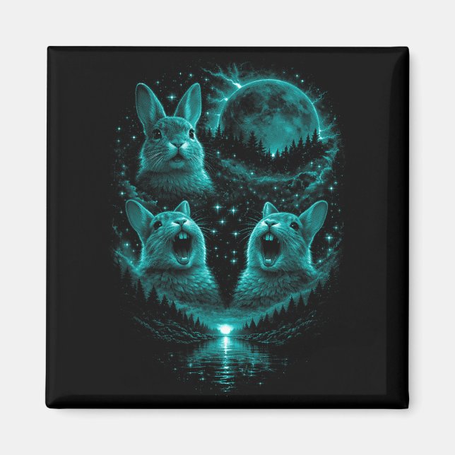 Aimant Drôle 3 Lapin Hurleur Glace Bleu Éclipse de la Ple (Devant)