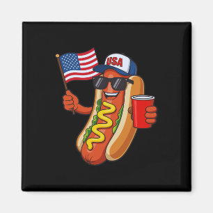 Aimant Drôle 4 juillet hot dog Usa patriotique indépendan
