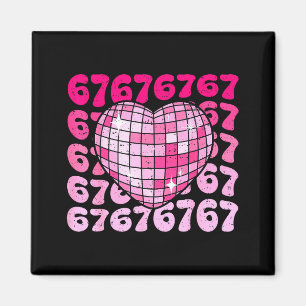 Aimant Drôle 67 Cœur Boule Disco Saint-Valentin Six Sept