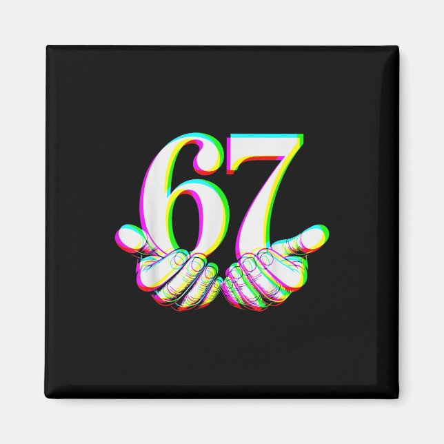 Aimant Drôle 67 Main Six Sept Mème Gen Alpha Slang Créati (Devant)