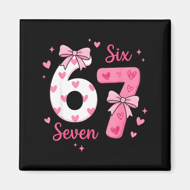 Aimant Drôle 67 Mignon Six Sept Mème Nk Cœurs Arc Valenti (Devant)