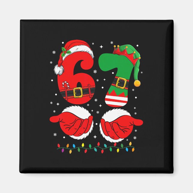 Aimant Drôle 67 Noël 6 7 Mème Six Sept Pour Garçons Thé (Devant)
