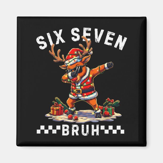 Aimant Drôle 67 Noël Six Sept Mème Reindeer Dabbing (Devant)