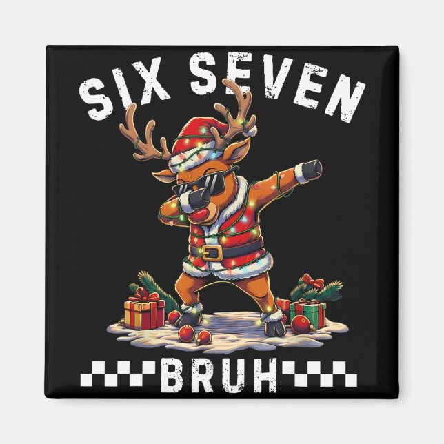 Aimant Drôle 67 Noël Six Sept Mème Reindeer Dabbing (Devant)